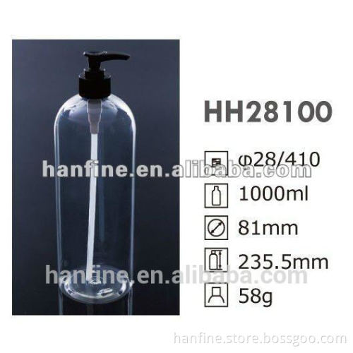 1000ml plastic bottle for shampoo/clear bottle/empty bottle